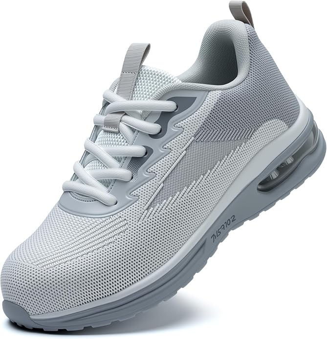 Steel Toe Shoes for Women Lightweight Breathable Safety Work Sneakers Non Slip Puncture Proof Utility Slip On Footwear for Industrial Construction