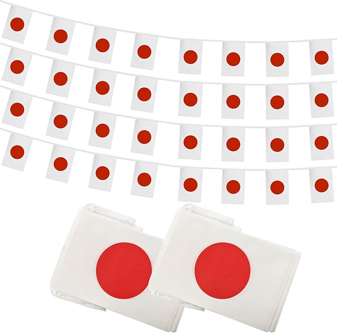 Yamiuo 100 Feet Japan String Flag, 76 Pcs Japanese Banner Flag, Small Mini World Banner Flags for Sports Events, Bars Decorations, School Festivals, Party Decorations, Celebrations (Japan)