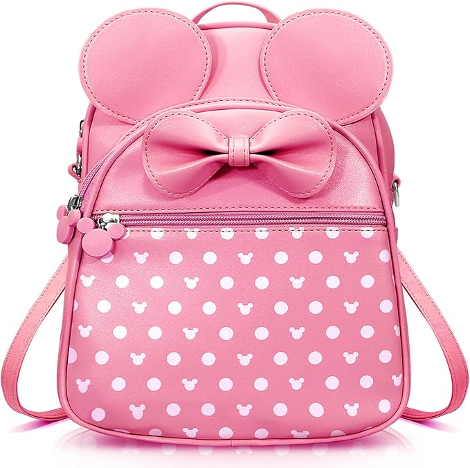 Voikukka Cute Girls Mini Mouse Backpacks for Kids Backpack Purse Pink Toddler Backpacks Small Travel Kid Daypack Women Convertible Shoulder Bag Bowknot Little Girls Children Preschool Backpack