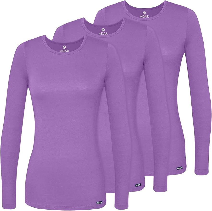 Adar Underscrubs for Women 3 Pack - Long Sleeve Underscrub Comfort Tee