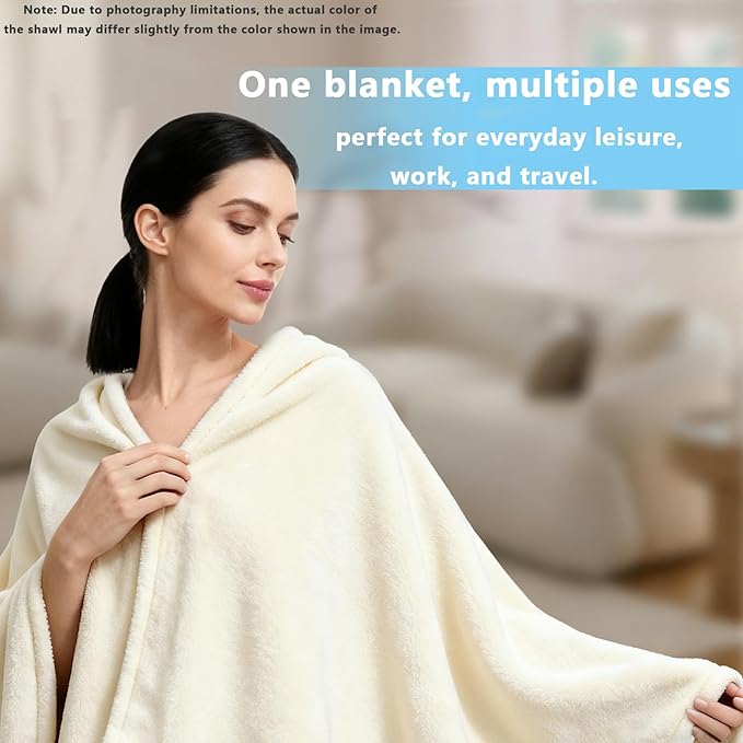 Women's Double Flannel Poncho - Snuggle Cape, Soft Warm Winter Wrap | Unisex Winter Wear for Home, Office, School