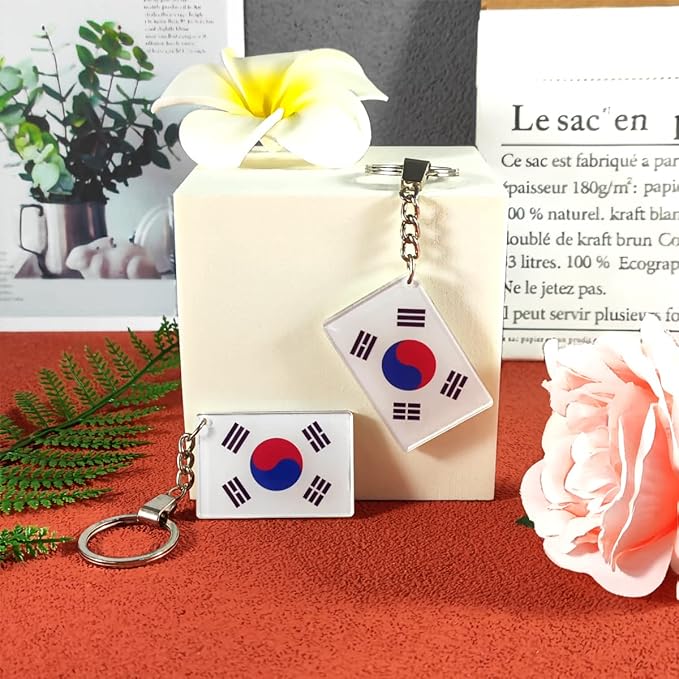 QQSD South Korea Flag Keychain South Korean Key Ring, 2 Pack