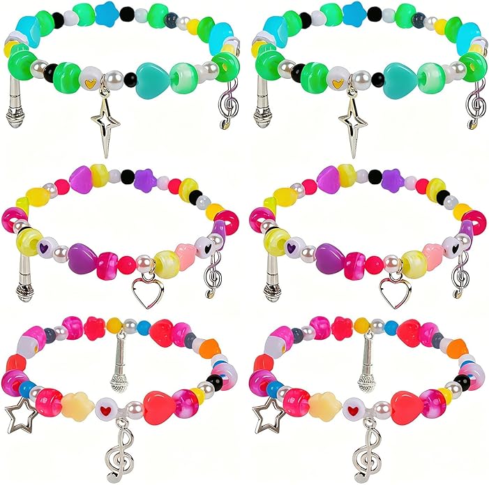 LUOHECAM 6 Pcs Korea-pop Demon Inspired Bracelet Set, Stretchable Friendship Beaded Wristbands Stackable Cosplay Jewelry Merch Gifts for Fans Collection Concert Party Favors