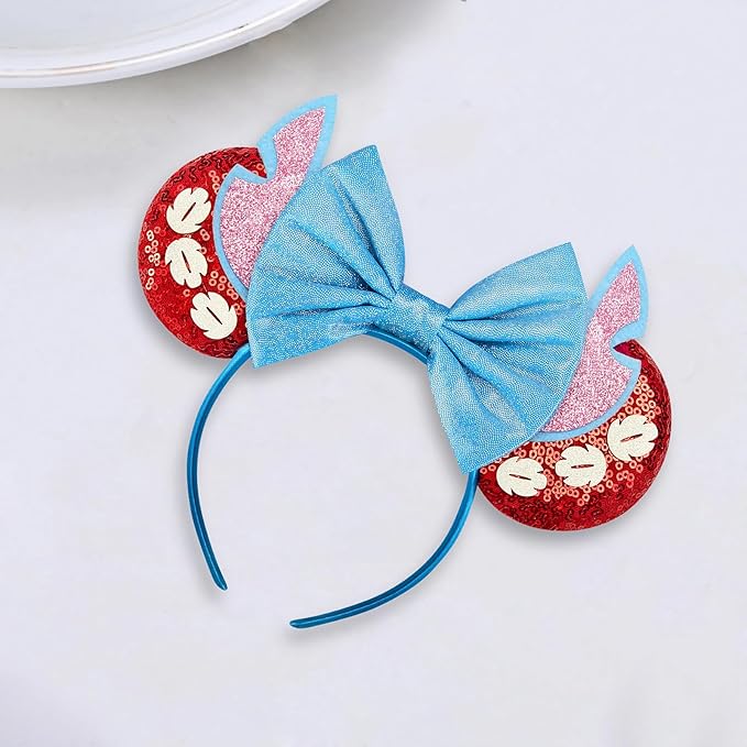 Sequin Mouse Ears Headbands for Women Girls Boys, Glitter Bows Headband for Kids Adults Birthday Party Costume Halloween