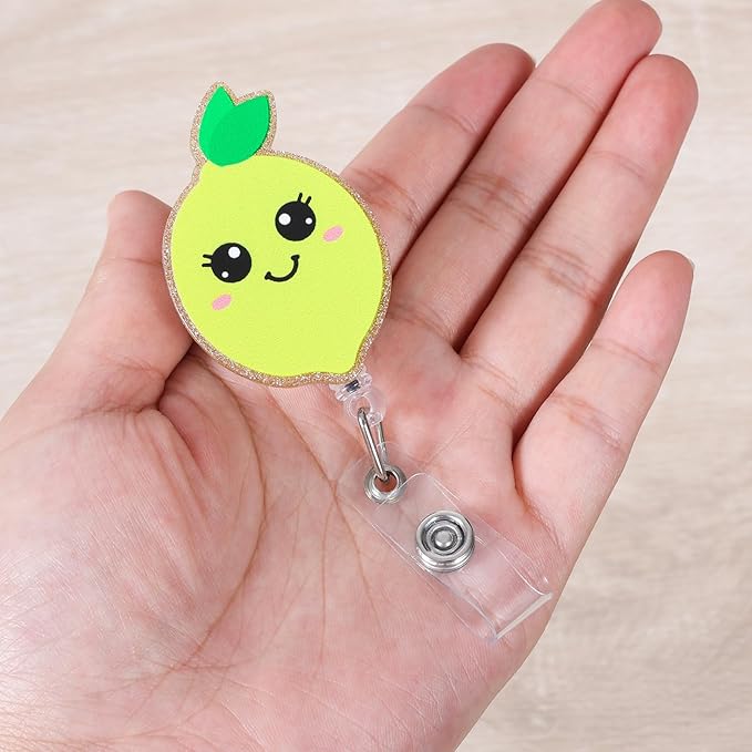 Funny Lemon Badge Reel, Cute Retractable ID Card Badge Holder, Name Tag Work Badge Clips for RN LPN CNA Nicu Labor and Delivery Nurse Medical Assistant Nursing Student Dietitian Teacher