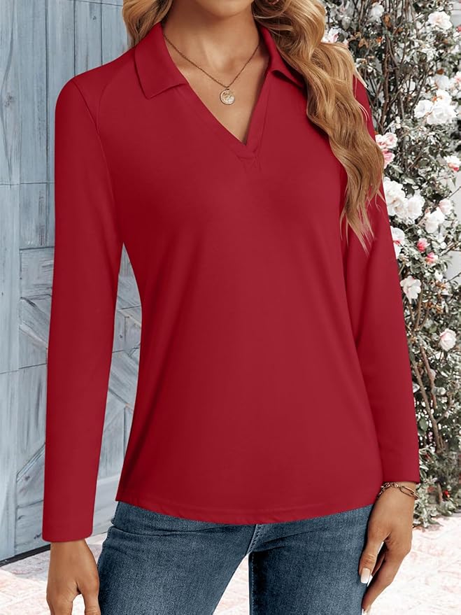 3/4 Length Sleeve Womens Tops Dressy Casual V Neck Polo Shirts Business Work Blouses 2025 Trendy Tunic Top