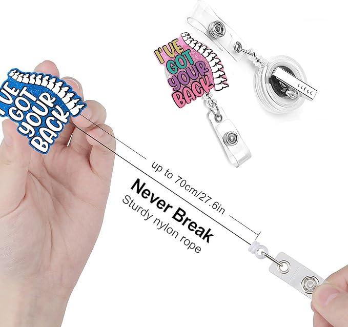 I've Got Your Back Pink 2pack Back and Body Hurts Badge Reel Retractable Funny Cute Badge Holder with Badge Reel ID Clip Name Tag Card Tag Card Badge Clip Acrylic Accessories Gifts Nurse