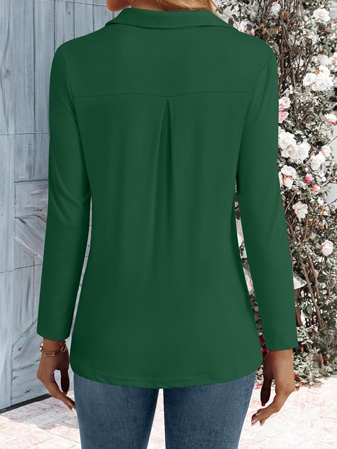3/4 Length Sleeve Womens Tops Dressy Casual V Neck Polo Shirts Business Work Blouses 2025 Trendy Tunic Top