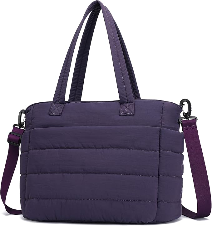 AOCINA Puffer Tote Bag for Women Quilted Work Bag Nurse Bags Women's Shoulder Handbags for Travel Gym Gifts Laptop Purse