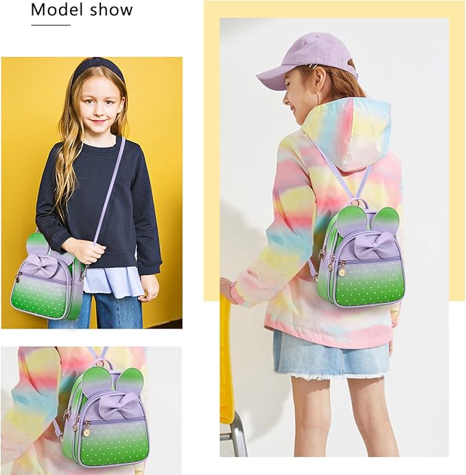 KL928 Girls Mini Backpack Bowknot Polka Dot Cute Small Daypacks Convertible Shoulder Bag Purse for Women