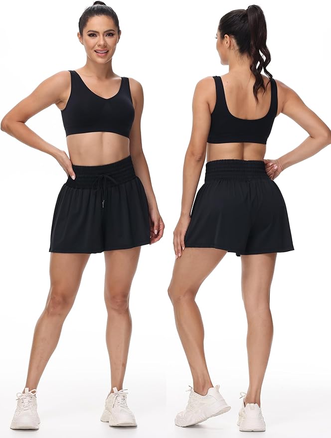 Blaosn Flowy Athletic Shorts for Women Gym Workout Running Short Pants High Waist Skort with Pocket Casual Summer Clothes