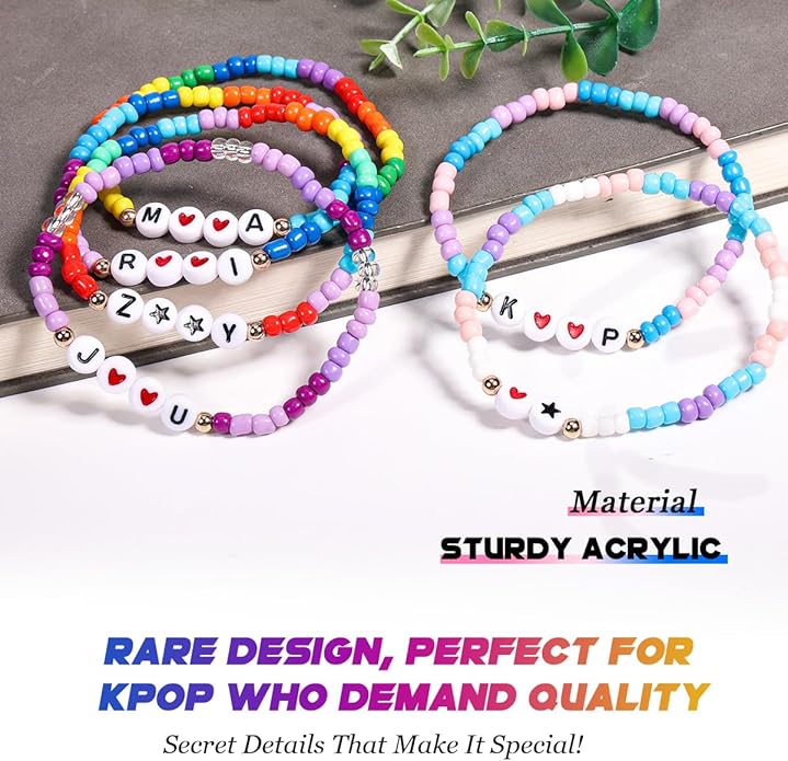 AICase for Korea-Pop Merch Gifts Toys Cosplay Birthday Decorations Bracelets Outfit Costume 6 Pcs Stackable Stretch Beaded Bracelets Merchandise Jewelry Gifts for Fans Women Christmas Stocking
