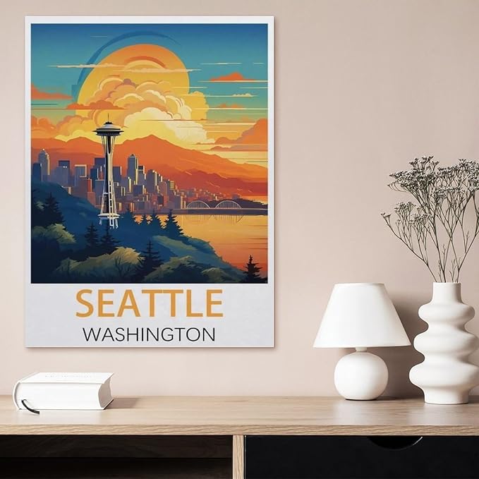 Jigsaw Puzzle 1000 Pieces，Seattle Washington，Large Family Puzzle Game Artwork for Adults Teens（50x70cm）-BH75
