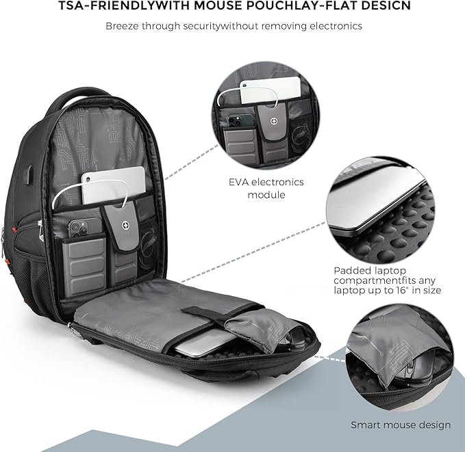 Swissdigital Design Men's Laptop Backpack for Man，Large Capacity Business Travel Backpack Black/Grey | J14-02