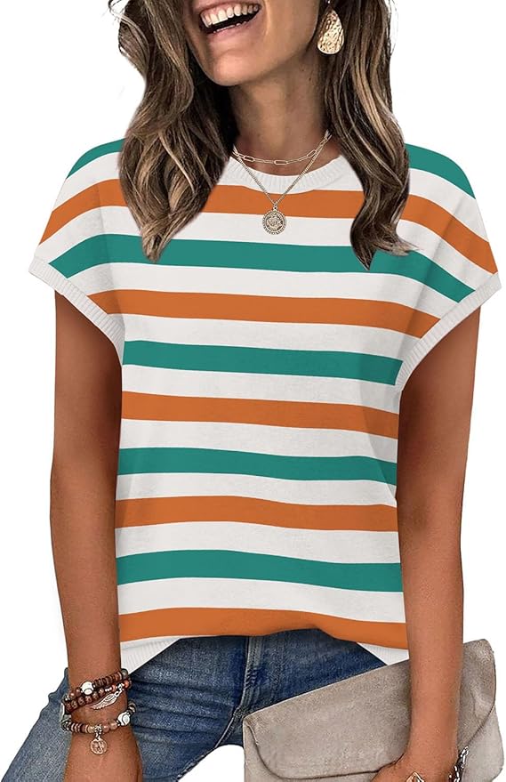 WIHOLL Short Sleeve Sweater for Women Summer Tops Crew Neck Fashion Clothing Tshirts Shirts Travel Outfits Dressy Casual