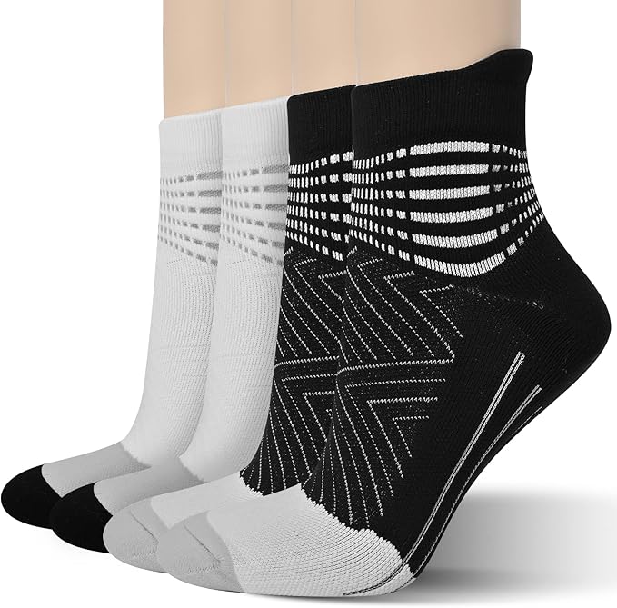 IRAMY Compression Ankle Support Socks Women - Coolmax Wicking, Cushioned Athletic, Plantar Fasciitis Relief 2/3/6 Pairs