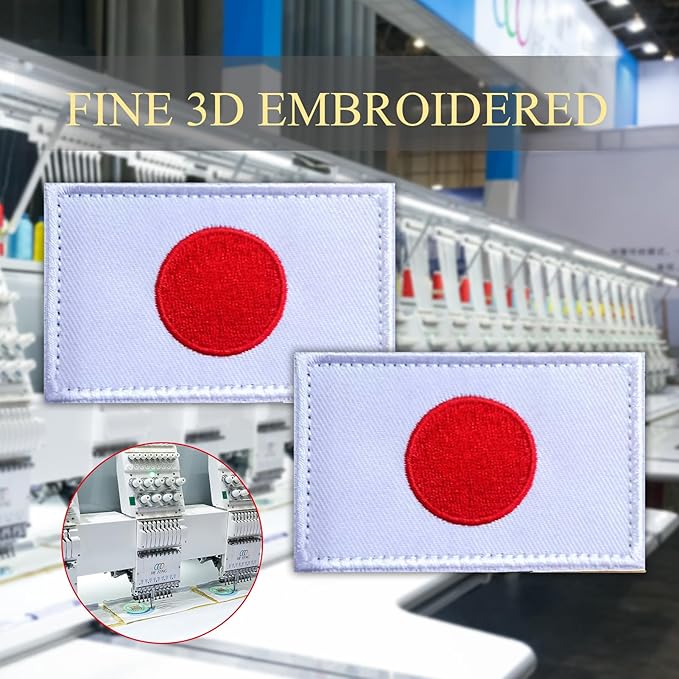 EmWoot 2PCS Japan Flag Patch Embroidered Morale Patch Military Tactical Patches Hook and Loop