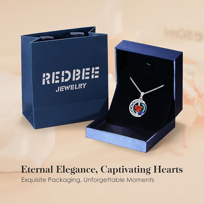 LIANYU Necklace for Womens Blue Sapphire Necklace Moon Pendant S925 Sterling Silver Crystal Jewelry for Women Pendant Birthday Gifts for Wife Gifts Valentine Anniversary