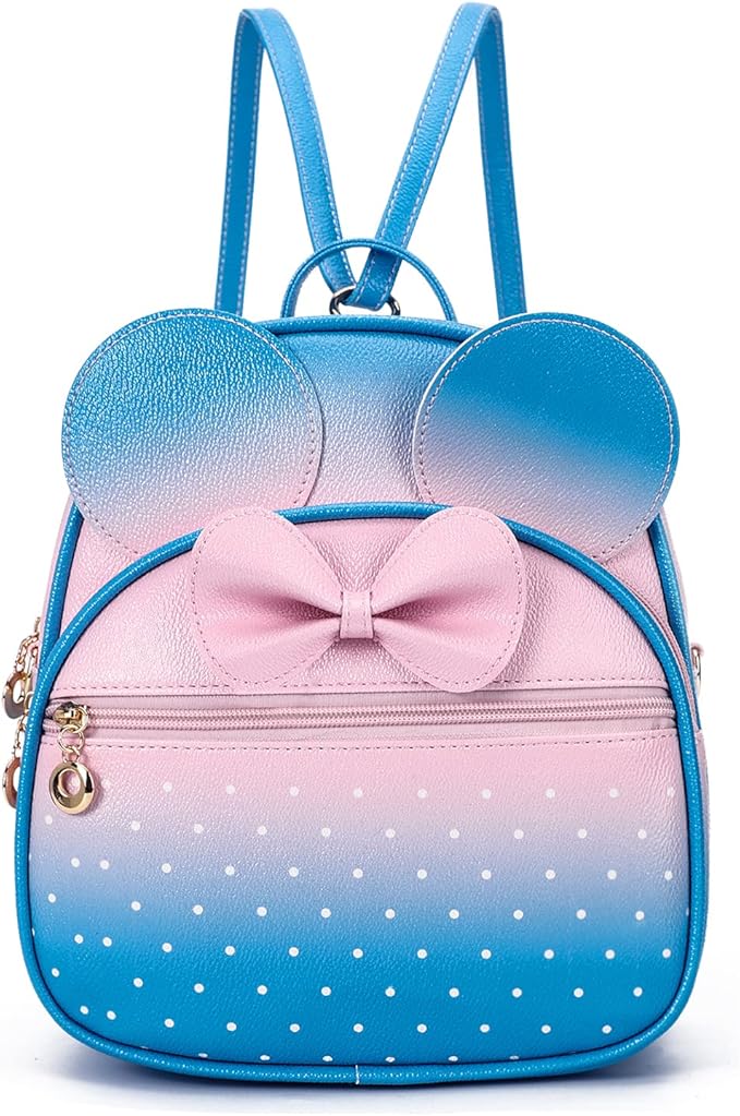 KL928 Girls Mini Backpack Bowknot Polka Dot Cute Daypacks Convertible Shoulder Bag Purse for Women