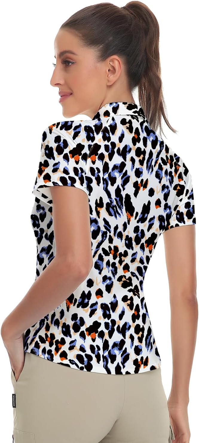 Women's Golf Shirt Short Sleeve Tennis Shirt Quarter Zip Golf Pullover Golf Polo Shirts Argyle Tops