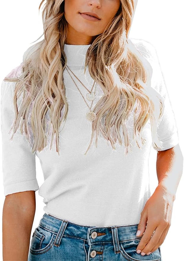 LIYOHON Womens Tops Dressy Casual Mock Turtleneck Business Short Sleeve T Shirts Going Out Tops 2026