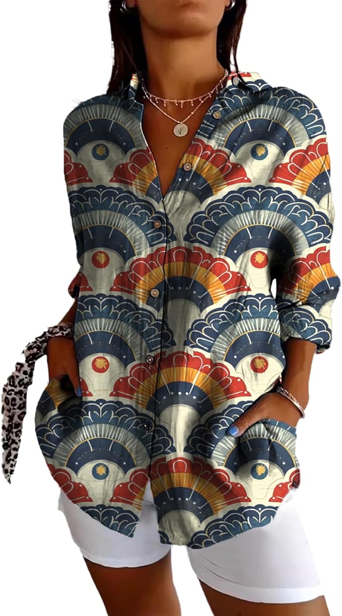 Fashion Summer Shirts Oversized V Neck Basic Vintage Floral Graphic Dressy Button Down Stylish Hawaiian Holiday Outfits