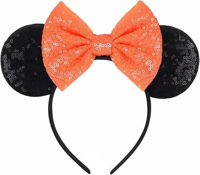 Sequin Mouse Ears Headbands for Women Girls Boys, Glitter Bows Headband for Kids Adults Birthday Party Costume Halloween