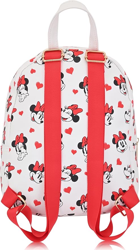 Disney Minnie Mouse Backpack for Women, Men, Boys, Girls, Unisex | Cute PU Leather 10" Minnie Mouse Mini Backpack Purse Shoulder Purse | Minnie Mouse Bag and Minnie Mouse Accessories