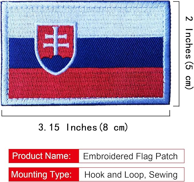 EmWoot 2PCS Slovak Flag Patch Embroidered Morale Patch Military Tactical Patches Hook and Loop