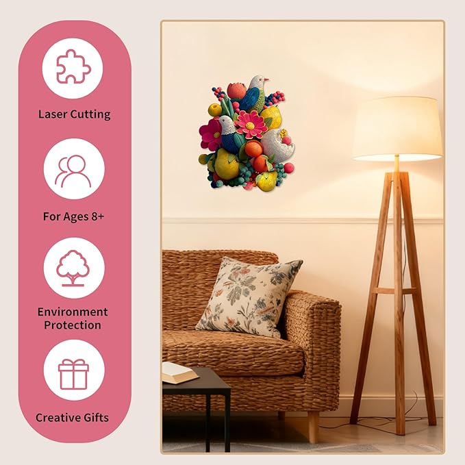 MEATRN Wooden Puzzles for Adults - Flowers & Birds Wooden Jigsaw Puzzles, 202 Pcs Laser-Cut Wood Puzzle Adults, Relaxing Mindful Puzzle Game, Unique Gift for Family and Friends, 9.8x12in