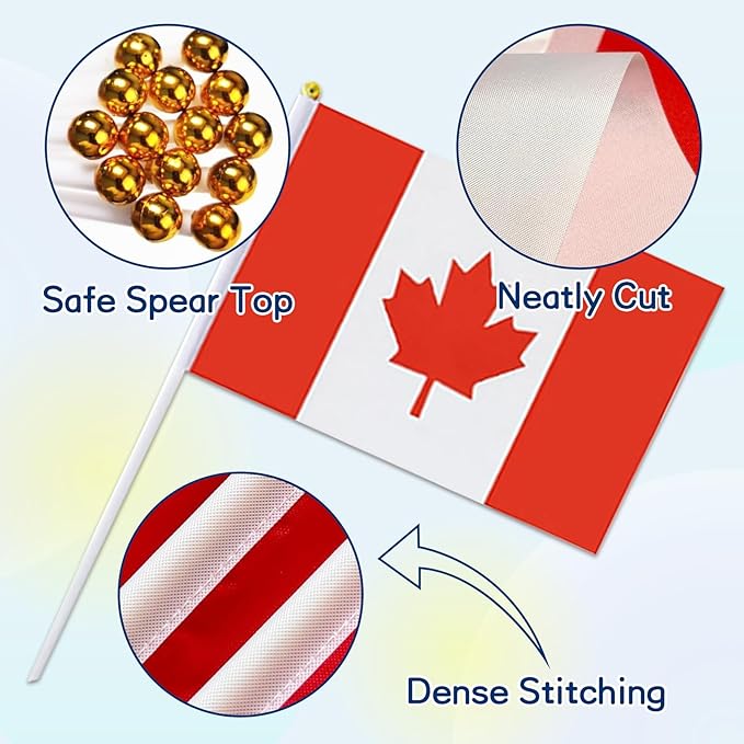 Canada Flag Small Canadian Flag 12 Pack Mini Hand Held Canadian Flags on Sticks for Party Parades Sports Events Patriotic Holiday Decorations