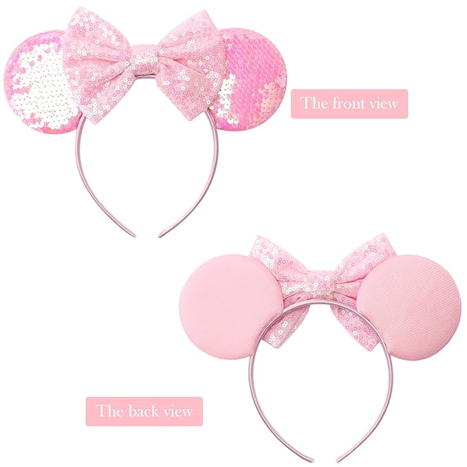 DRESHOW Mouse Ears Bow Headbands Glitter Party Decoration Cosplay Costume for Women