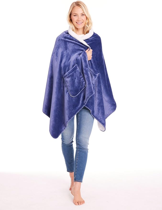 SIGNALS Womens Wearable Throw Blanket Poncho, Blanket Shawl With Pockets