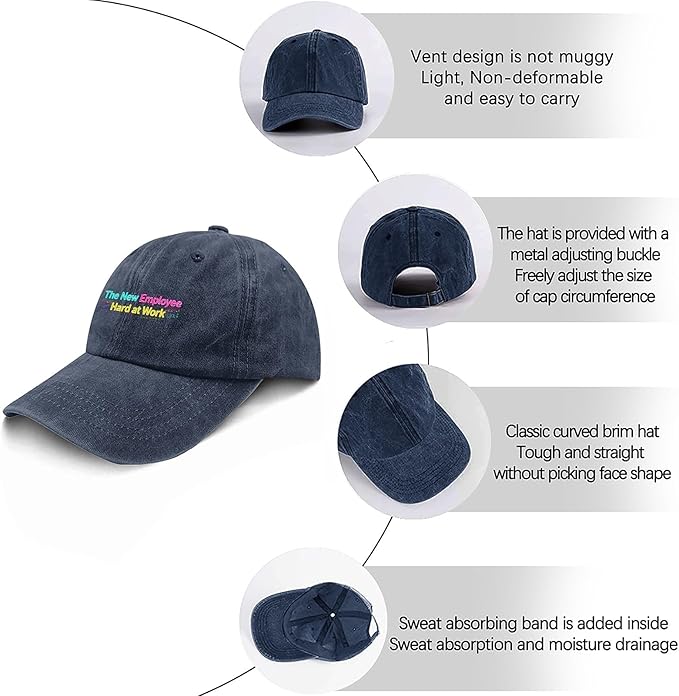 The New Employee Hard at Work Sport Hats for Men Light Weight Caps
