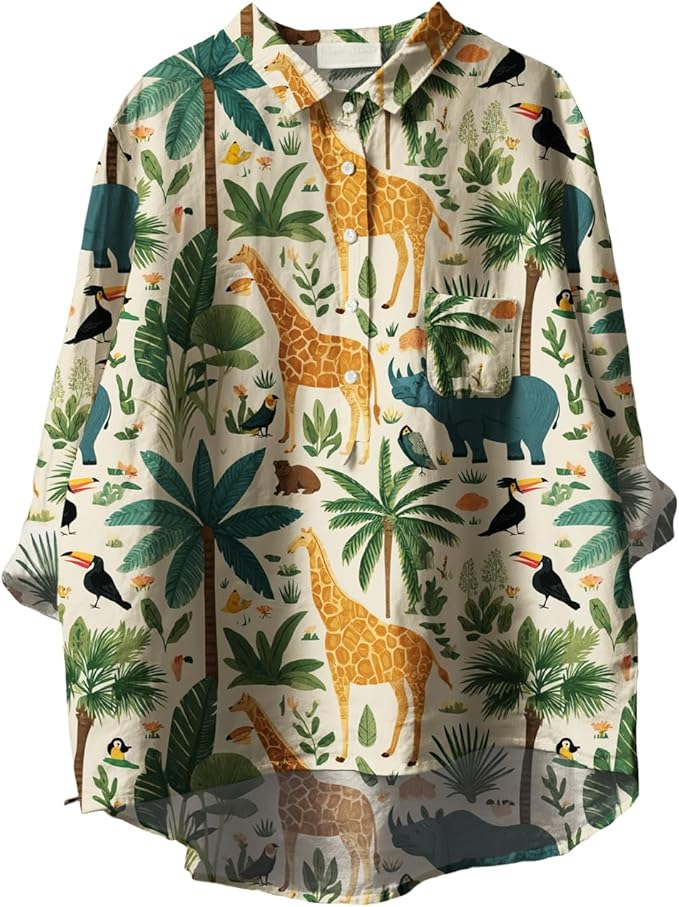 Women Funny Graphic Long Sleeve Floral Blouses Plus Size Button Shirts Casual Cute Vneck Fall Tunic Tops Trendy