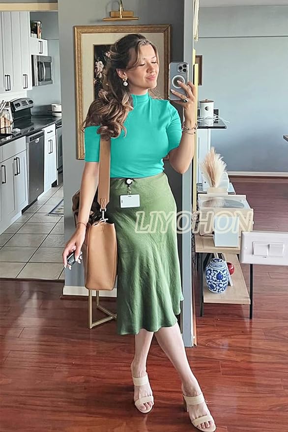 LIYOHON Womens Tops Dressy Casual Mock Turtleneck Business Short Sleeve T Shirts Going Out Tops 2026