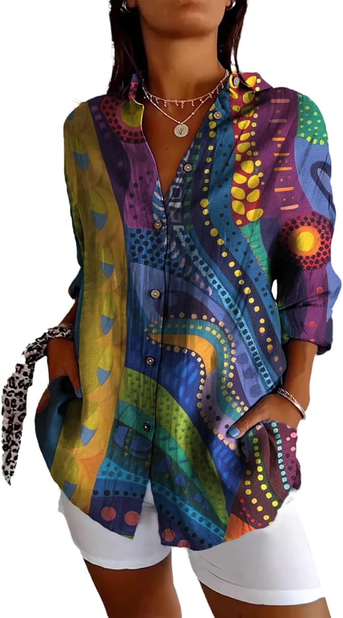Fashion Summer Shirts V Neck Japanese Art Vintage Floral Graphic Button Down Trendy Hawaiian Holiday Outfits