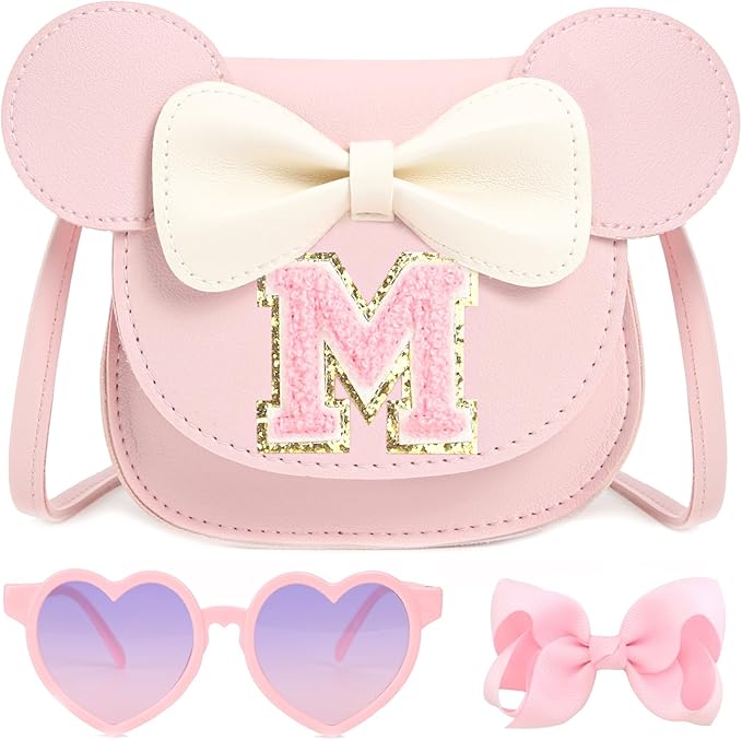 PRLINJSK Toddler Purse for Girls Birthday Gift, Little Girls Purse Kids Wallet Mouse Crossbody Bag Gift Set