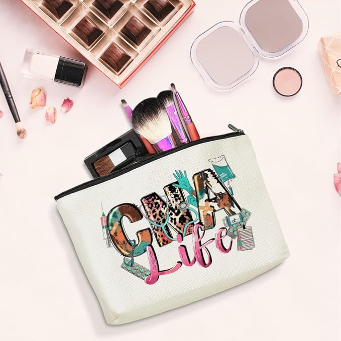 jeilink CNA Nurse Gifts Nurses Bag Nursing Nurse Accessories for Work Cosmetic Bag Nurses Week Nursing Graduation Christmas RN Appreciation Birthday Gift Makeup Bag Funny Gifts for Women RN Stundent