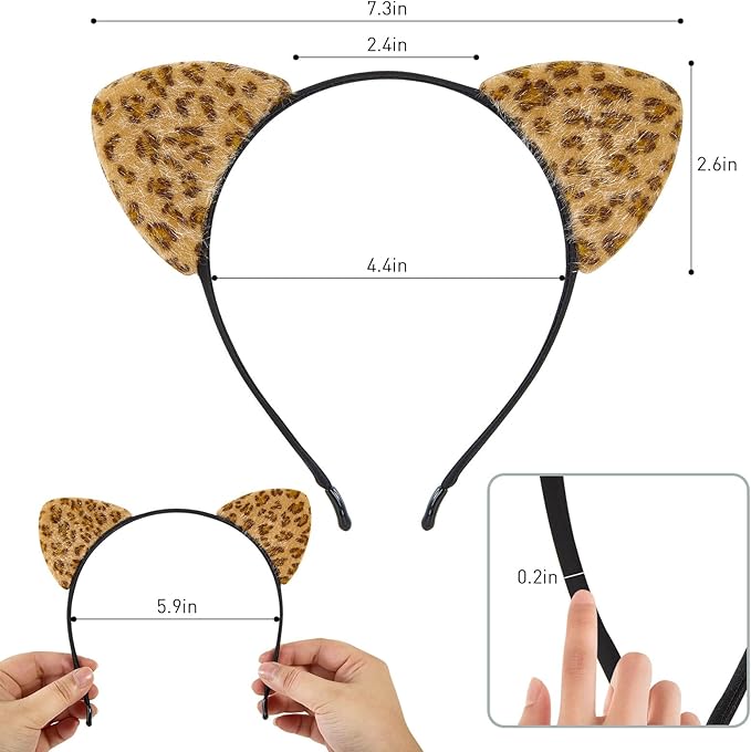 FANYITY Leopard Ears Headband, Cheetah Ears, Animal Ears for Girls & Women Halloween Costume Cosplay or Party Decoration (Leopard Ears)