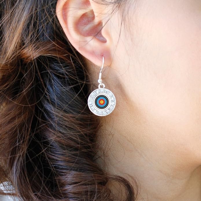 Inspired Silver - Silver Circle Charm French Hook Drop Earrings with Cubic Zirconia Jewelry
