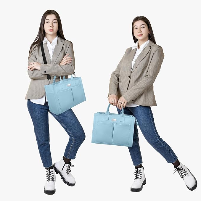TOPDesign Heavy-Duty Canvas Tote Bag for Women, Adjustable Crossbody/Shoulder Handbag with 9 Pockets, Everything Tote