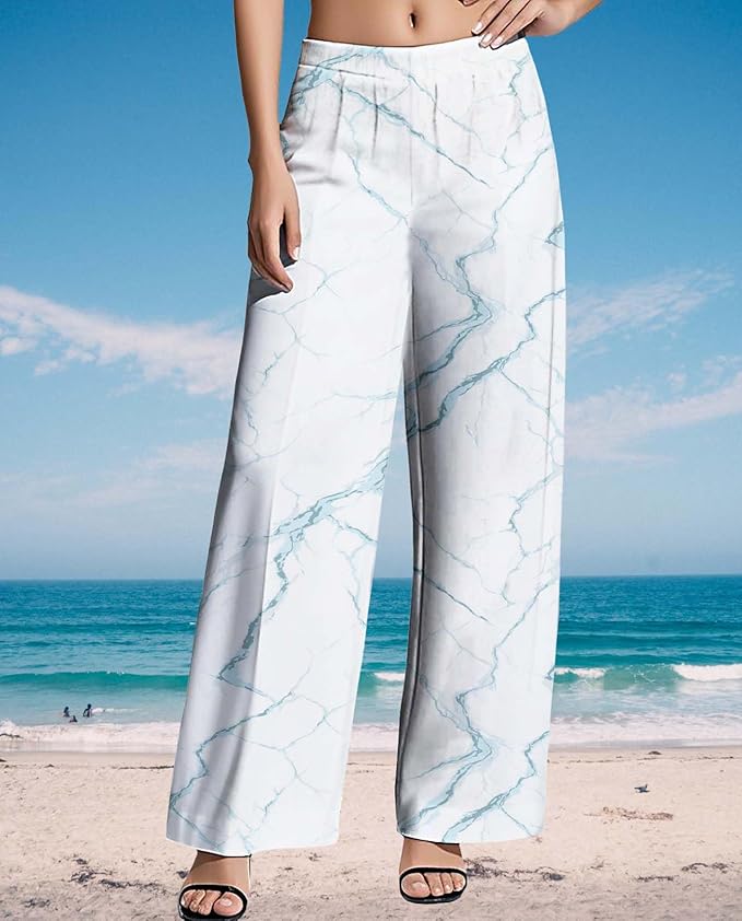 Womens Boho Pants Casual Oversize High Waisted Wide Leg Trousers Pattern Printed Ourdoors Pant for 2025 Summer