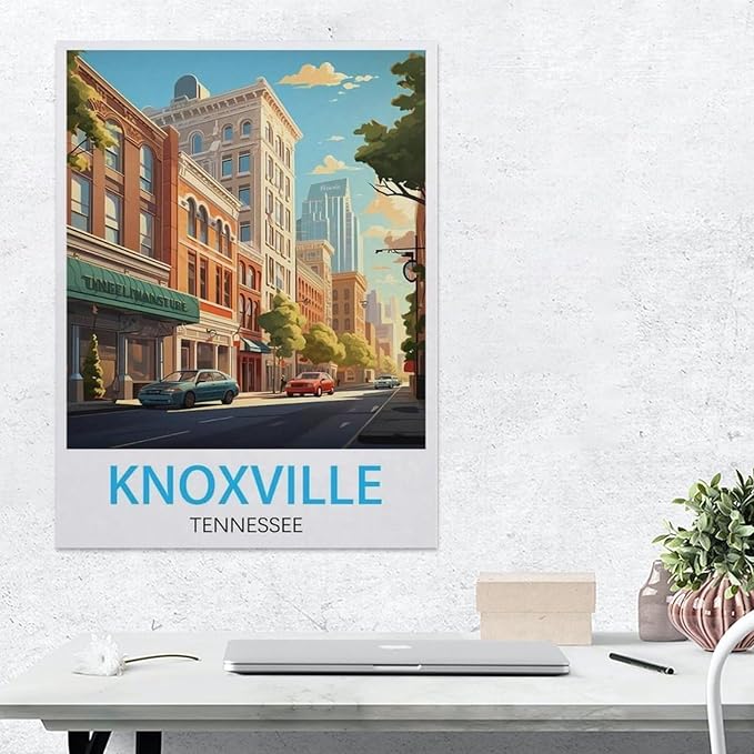 Knoxville Tennessee Vintage Travel Poster，Puzzle 1000 Pieces of Paper Puzzles Suitable for Adults Children Families Stress Relief Puzzle Games（38x26cm）-BD34
