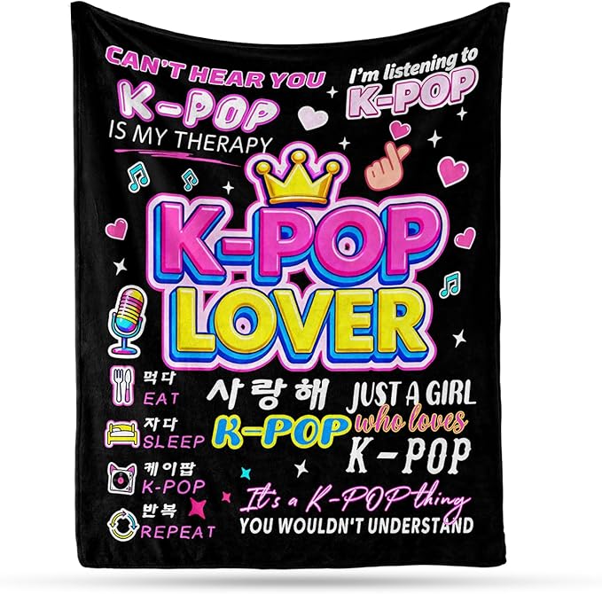 Kpop Blanket Gifts for K-Pop Fans - Super Soft Flannel Kpop Blankets for Girls Teen Fans Bedding Couch Sofa - Korean Kpop Merch Fandom Throw for Idol Lovers Dorm Decor Christmas (Style 01, 60 X 80)