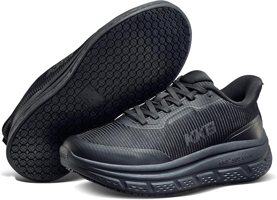 Non Slip Work Shoes Women Slip Resistant Work Shoes for Women,Slip-On Waterproof Walking Shoes for Standing All Day in Nursing Kitchen Restaurant Arch Support Lightweight Black Women 7