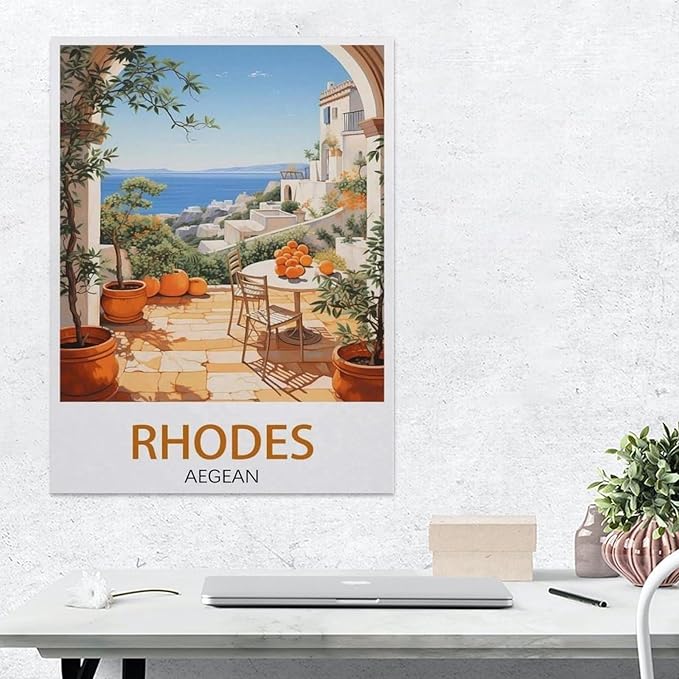 1000Pcs，Rhodes Aegean Vintage Travel Poster，Jigsaw Adult Decompression Game Puzzle Students Toy for Children Christmas Birthday Gifts（50x70cm）-BC24