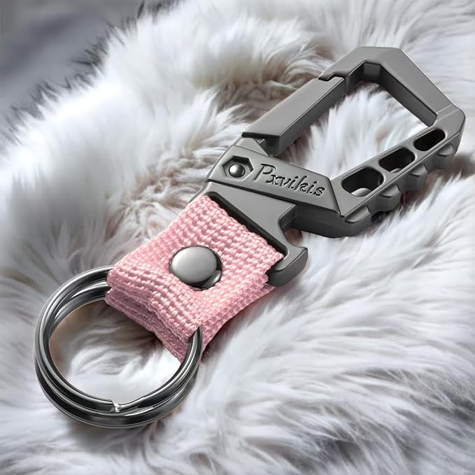 Pxvikis Metal heavy duty key chain carabiner clip bottle opener wrist lanyard ring car key fob unisex for men and women