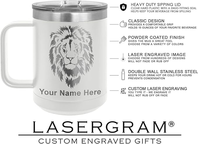 LaserGram 15oz Vacuum Insulated Coffee Mug, CNA Certified Nurse Assistant, Personalized Engraving Included (White)