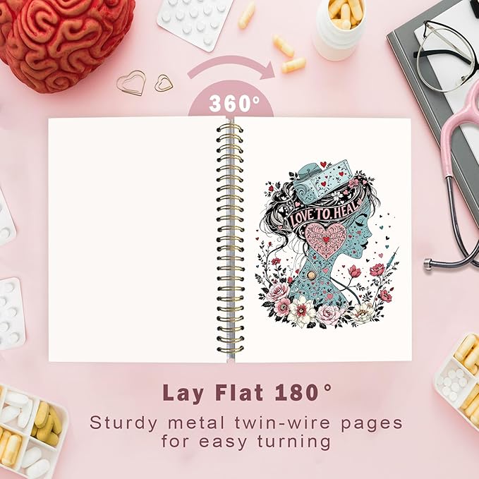 Lacama Nurse Gifts for Women, Nurse Notebook Journal, Nursing Student Graduation Gifts, Nurse Appreciation Gift, Nurses Week Gifts, Stethoscope Flower Spiral Notebook, Office School Supplies